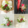 A groom's boutonniere is shown in close detail, pinned neatly against a tailored jacket, its single red rose forming the vivid heart of the design. The rose is a rich, velvety crimson, its petals spiralling tightly, suggesting both strength and tenderness on a day full of vows. Around it, small sprigs of fresh greenery frame the bloom, their leaves a glossy, deep green that recalls the tree-lined avenues of Canonbury and the leafy calm near Highbury Fields. Tiny hypericum-style berries tuck in beside the rose, offering hints of soft texture and a subtle pop of warm colour, while delicate baby's breath introduces a light, cloud-like softness that keeps the boutonniere from feeling too formal. The design sits against the smooth fabric of a dark suit and a coordinated crimson tie, the colours echoing one another so the whole ensemble feels composed and intentional. Under gentle, indoor lighting, the rose appears almost luminous, as if absorbing every ounce of joy in the room. You can imagine the faint scent of the petals each time the groom turns to greet a guest or takes his partner's hand. The careful wiring, clean stems, and balanced proportions show the work of an experienced florist used to preparing wedding flowers for Canonbury ceremonies, whether in a local church or a chic Islington townhouse. This boutonniere is more than a small accessory; it becomes a quiet emblem worn close to the heart, capturing personal style, tradition, and the emotional weight of a day that will be remembered long after the last toast.