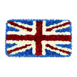 A patriotic floral Union Jack fills the image, created as a rectangular funeral tribute that appears to float against a plain white background. The flag is entirely built from fresh flowers, each head placed closely beside its neighbour to form a dense, cushion-like surface that looks soft to the touch. Deep blue flower clusters shape the outer border and all four corners, their cool tones forming a calm, steady base. Over this, a strong red St. George's Cross runs up and across the centre, its thickness emphasised by layers of small, velvety blooms that give it a slightly raised, tactile feel. Diagonal red stripes for St. Patrick's Cross are laid with equal care, cutting from corner to corner with crisp, straight lines. Between and around them, bright white flowers create the broader diagonal St. Andrew's Cross and the fine white edging that cleanly divides red from blue. The arrangement has the precision of a stitched flag yet retains the gentle irregularity and life of real petals and stems. Light falls evenly across the tribute, highlighting subtle shadows between the blooms and enhancing the sense of depth. The mood is solemn yet proud, ideal for a funeral, memorial service, or Remembrance event. It is the sort of thoughtful tribute a family in Canonbury might arrange for a loved one with strong ties to British history or armed forces, delivered quietly to a local chapel or crematorium as an expression of gratitude, shared identity, and enduring respect.