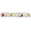 A carefully composed floral tribute spells out GRANDMA in bold capital letters, set against a smooth, bright white background that makes every detail of the design easy to see. Each letter is formed from a dense layer of small, immaculate white chrysanthemum heads, their rounded petals pressed closely together to create a plush, continuous surface with no visible gaps. Around the base of each letter, a narrow fringe of pale lavender flowers softly outlines the shapes, adding a gentle band of colour and giving the overall design depth and definition. Colour accents are used sparingly but with great meaning, in a way that reflects the thoughtful style often requested by families in Canonbury. On the lower left of the G, three deep red roses sit snugly among rich green foliage, their velvety petals rich with symbolism for love and remembrance. The first A carries two yellow-green orchids arranged neatly along its crossbar, their unusual hue and fine texture bringing a refined, modern touch. The R, N, and D remain entirely white apart from their lavender edging, creating a run of calm, unbroken purity at the heart of the tribute. On the M, another trio of red roses is tucked into the lower right curve, echoing the opening cluster and balancing the eye. The final A repeats the elegant pairing of yellow-green orchids, tying the design together. The entire word is supported by a discreet dark metal frame behind the blooms, ready to be placed alongside a coffin or at a graveside service, where it would stand as a quiet yet powerful reminder of the bond between a grandmother and her family.