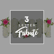 On a neutral grey background that allows every petal to stand out, a refined three-letter floral tribute spelling MOM takes centre stage, enclosed within a clean white rectangular frame. Each letter is meticulously created from tightly packed white chrysanthemums, forming crisp outlines and a soft, padded texture that speaks of purity and tenderness, the sort of comforting design often chosen by Canonbury families gathering near local chapels or at services in nearby Islington. The first M is decorated at the top left with a vivid accent of fuchsia pink: a fully opened garden rose with layered petals, framed by smaller, pale pink rosebuds and feathery fern fronds that trail gently across the white background. The central O remains simple and dignified, touched only by a single soft pink rose at its base, lending a quiet, personal note that suggests a cherished memory or favourite flower. On the second M, a matching cluster of hot pink rose, rosebuds, and fern leaves is positioned at the upper right, creating a harmonious mirror image and drawing the eye across the word. Overlaying the floral letters, within the same white frame, is bold white text: a prominent numeral 3 at the top, the word LETTER in a straightforward sans-serif font, and the word Tribute below in a sweeping, cursive script, announcing that the arrangement represents a three-letter memorial tribute. At the far left and right, just beyond the confines of the frame, the partial shapes of other white chrysanthemum letters are visible, each trimmed with similar pink roses and greenery, suggesting that a full name or meaningful word could be created in this same, carefully coordinated style for services throughout Canonbury and surrounding North London neighbourhoods.